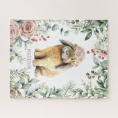 Waterverf Floral Bunny Rabbit Persoonlijke naam Legpuzzel (Horizontaal)