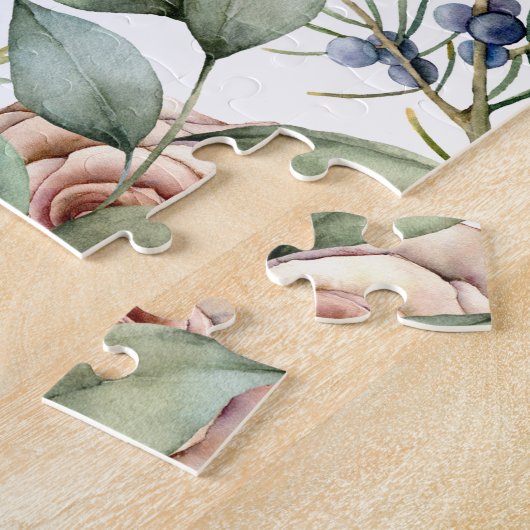 Waterverf Floral Bunny Rabbit Persoonlijke naam Legpuzzel (Zijkant)