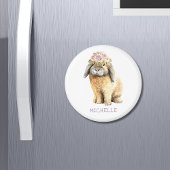 Waterverf Floral Bunny Rabbit Persoonlijke naam Magneet