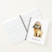 Waterverf Floral Bunny Rabbit Persoonlijke naam Notitieboek (Binnen)