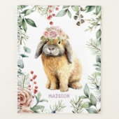 Waterverf Floral Bunny Rabbit Persoonlijke naam Planner (Voorkant)