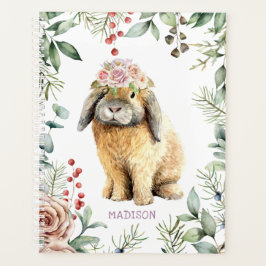 Waterverf Floral Bunny Rabbit Persoonlijke naam Planner