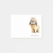 Waterverf Floral Bunny Rabbit Persoonlijke naam Post-it® Notes (Voorkant)
