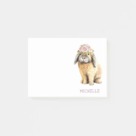 Waterverf Floral Bunny Rabbit Persoonlijke naam Post-it® Notes