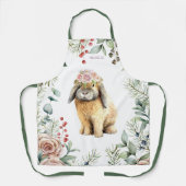 Waterverf Floral Bunny Rabbit Persoonlijke naam Schort (Voorkant)