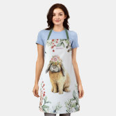 Waterverf Floral Bunny Rabbit Persoonlijke naam Schort (Gedragen)