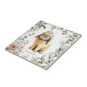 Waterverf Floral Bunny Rabbit Persoonlijke naam Tegeltje (Zijkant)