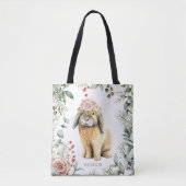 Waterverf Floral Bunny Rabbit Persoonlijke naam Tote Bag (Voorkant)