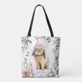 Waterverf Floral Bunny Rabbit Persoonlijke naam Tote Bag (Achterkant)