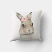 Waterverf Floral Bunny Rabbit Woodland Animal Kussen (Achterkant)