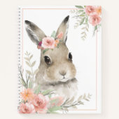 Waterverf Floral Bunny Rabbit Woodland Animal Notitieboek (Voorkant)