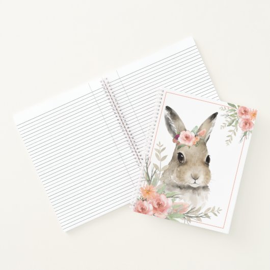 Waterverf Floral Bunny Rabbit Woodland Animal Notitieboek (Binnen)