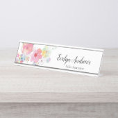 Waterverf Floral Bureau Naambordje (Voorkant)