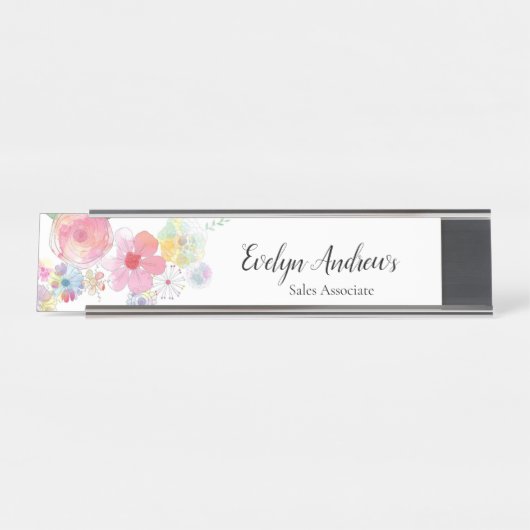 Waterverf Floral Bureau Naambordje (Voorkant)
