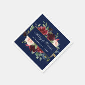 Waterverf Floral Burgundy Blue Gold Wedding Servet (Hoek)