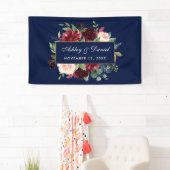 Waterverf Floral Burgundy Blue Gold Wedding Spandoek (Insitu)