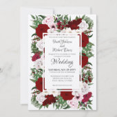 Waterverf Floral Burgundy Blush Green Wedding Kaart (Voorkant)