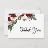 Waterverf Floral Burgundy Blush White Greenery Bedankkaart (Voorkant)