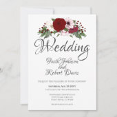 Waterverf Floral Burgundy Blush White Greenery Kaart (Voorkant)