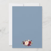 Waterverf Floral Burgundy Dusty Blue Gold Wedding Kaart (Achterkant)