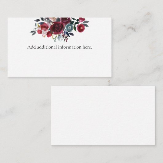 Waterverf Floral Burgundy Enclosure Kaart (Voorkant / Achterkant)