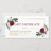 Waterverf Floral Burgundy Gold Gift Certificate (Voorkant)