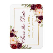Waterverf Floral Burgundy Gold redt de datum Magneet (Verticaal)