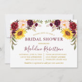 Waterverf Floral Burgundy Gold Vrijgezellenfeest Kaart (Voorkant)