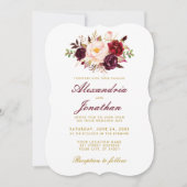 Waterverf Floral Burgundy Gold Wedding BR Kaart (Voorkant)