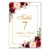 Waterverf Floral Burgundy Gold Wedding Kaart (Voorkant)