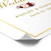 Waterverf Floral Burgundy Gold Weduwschap Welkom Poster (Hoek)