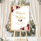 Waterverf Floral Burgundy Gold Weduwschap Welkom Poster