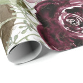 Waterverf Floral Burgundy in Navy Script Decoupage Cadeaupapier (Rol Hoek)