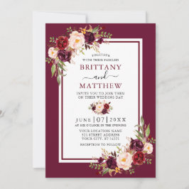 Waterverf Floral Burgundy Lijst Kaart