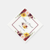 Waterverf Floral Burgundy Lijst Servet (Hoek)