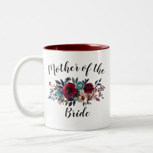 Waterverf Floral Burgundy Moeder Bride Wedding Tweekleurige Koffiemok