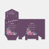 Waterverf Floral Burgundy Monogram & Namen Bedankdoosjes (Uitgevouwen)