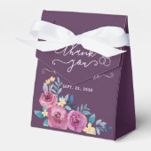 Waterverf Floral Burgundy Monogram & Namen Bedankdoosjes (Voorkant Zijde)
