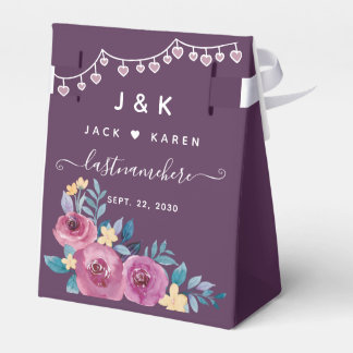 Waterverf Floral Burgundy Monogram & Namen Bedankdoosjes