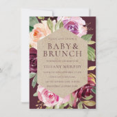 Waterverf Floral Burgundy Red Brunch Baby shower Kaart (Voorkant)