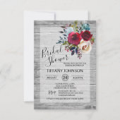 Waterverf Floral Burgundy Rustic Vrijgezellenfeest Kaart (Voorkant)