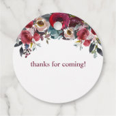 Waterverf Floral Burgundy Vrijgezellenfeest Bedankjes Labels (Achterkant)