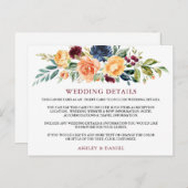 Waterverf Floral Burgundy Wedding Details Kaart (Voorkant / Achterkant)