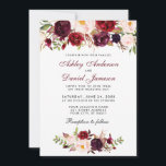Waterverf Floral Burgundy Wedding Invitation BG Kaart<br><div class="desc">Elegant Burgundy Marsala Waterverf Floral and Gold Wedding Invitation - Burgundy Script</div>