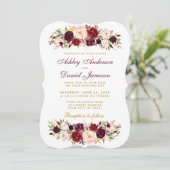 Waterverf Floral Burgundy Wedding Invitation BGB Kaart (Staand voorkant)
