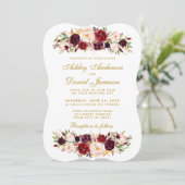 Waterverf Floral Burgundy Wedding Invitation BWG Kaart (Staand voorkant)
