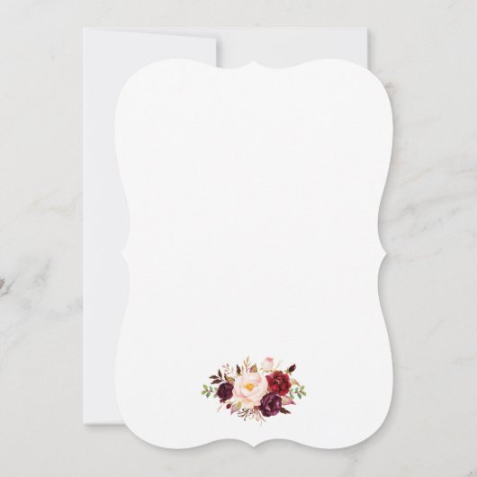 Waterverf Floral Burgundy Wedding Invite BR Kaart (Achterkant)