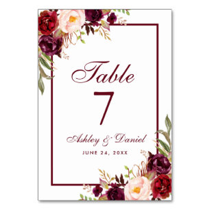 Waterverf Floral Burgundy Wedding Kaart