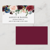 Waterverf Floral Burgundy Wedding Registry Informatiekaartje (Voorkant / Achterkant)