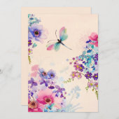 Waterverf Floral Butterfly Garden Glitter Feestdagenkaart (Voorkant / Achterkant)